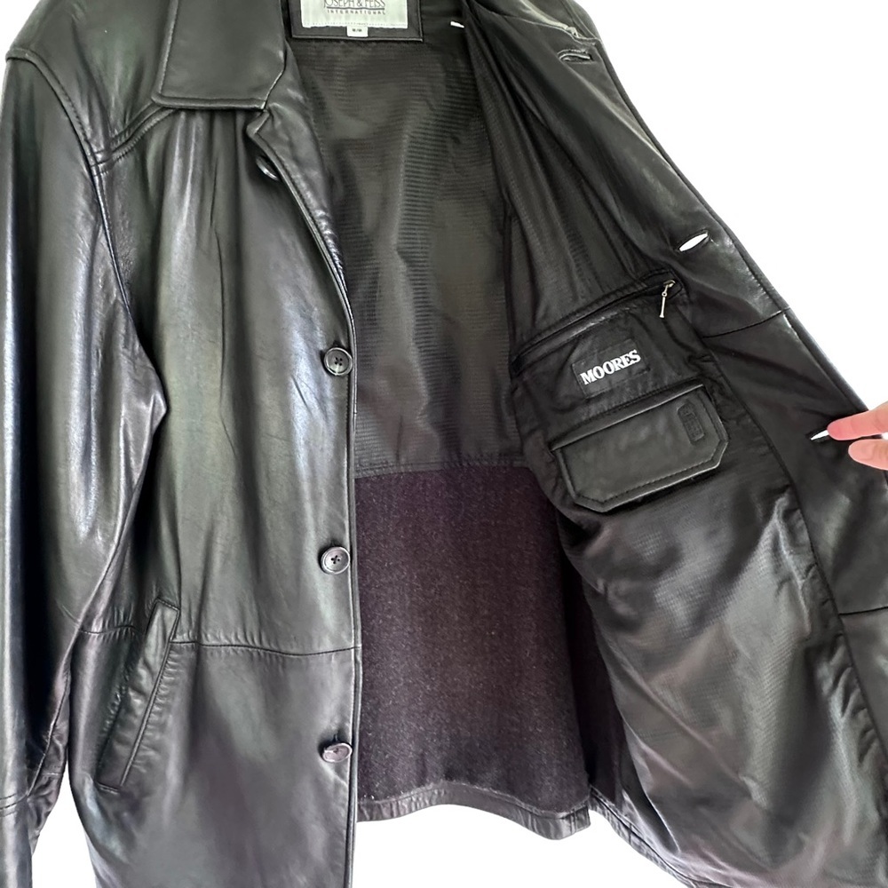 Oversized Boyfriend Black Lambskin Leather Coat Jacket Buttery Soft Quiet Luxury - Picture 8 of 13